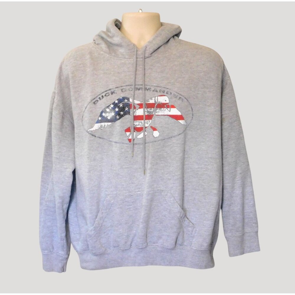 Duck Commander Hoodie Sweatshirt XL Gray American Flag Duck Commander Logo - Picture 6 of 8